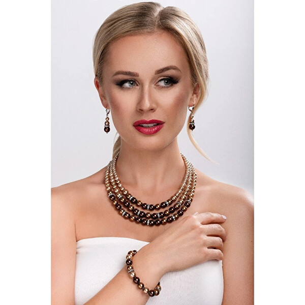 Perlový náramek 33016.3 brown