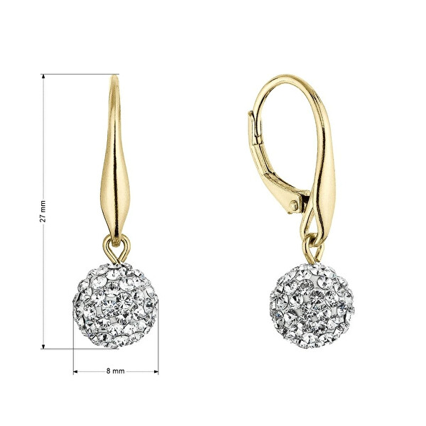 Pozlacené náušnice Kuličky s krystaly Swarovski 31326.1