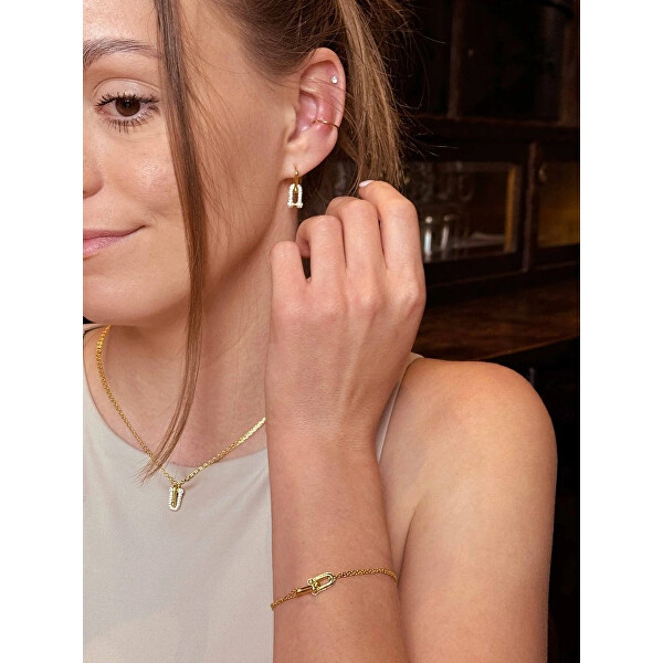 Pozlacený dvojitý náramek se zirkony 13085.1/AU