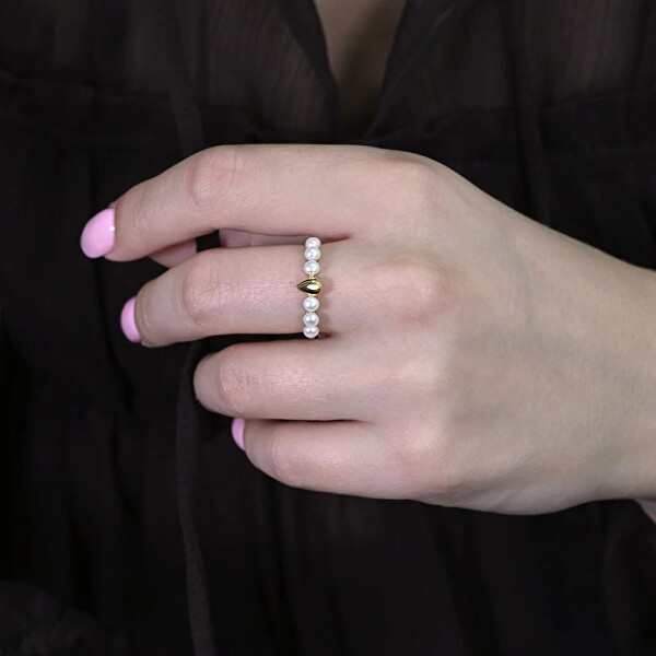 Pozlátený prsteň s riečnymi perlami 25005.1