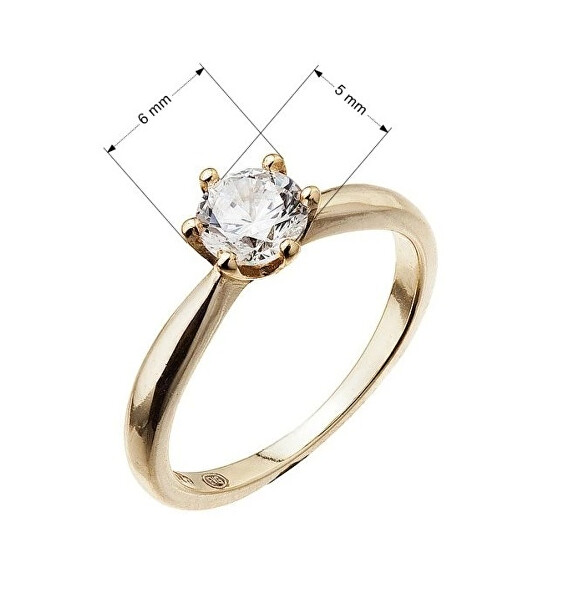 Pozlacený zásnubní prsten s jemným zirkonem 15014.1 crystal