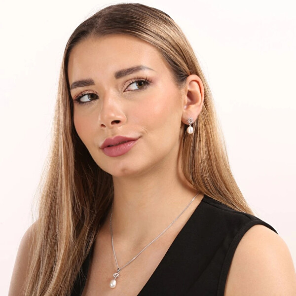 Překrásná perličková sada se zirkony Pavona 29003.1 bílá (náušnice, řetízek, přívěsek)