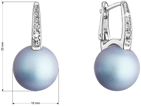Prekrásne strieborné náušnice so svetlo modrou syntetickou perlou 31301.3