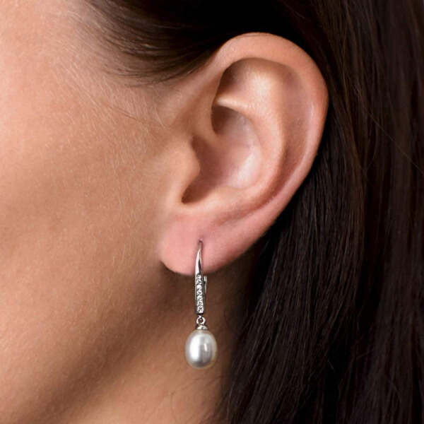 Csodálatos ezüst fülbevalók valódi gyöngyökkel 21059.1