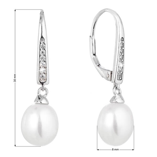 Pôvabné strieborné náušnice s pravými riečnymi perlami 21059.1