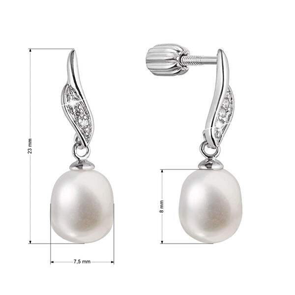 Incantevoli orecchini pendenti con zirconi e autentica perla d’acqua dolce 21092.1B