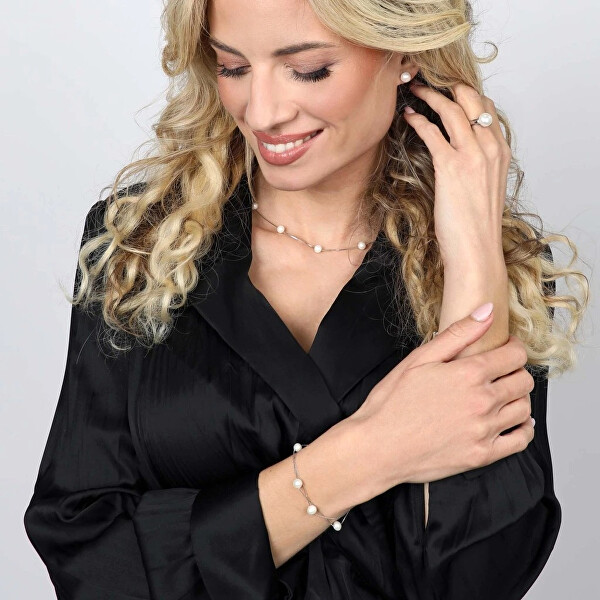 Půvabný dvojitý náramek s říčními perlami 23022.1