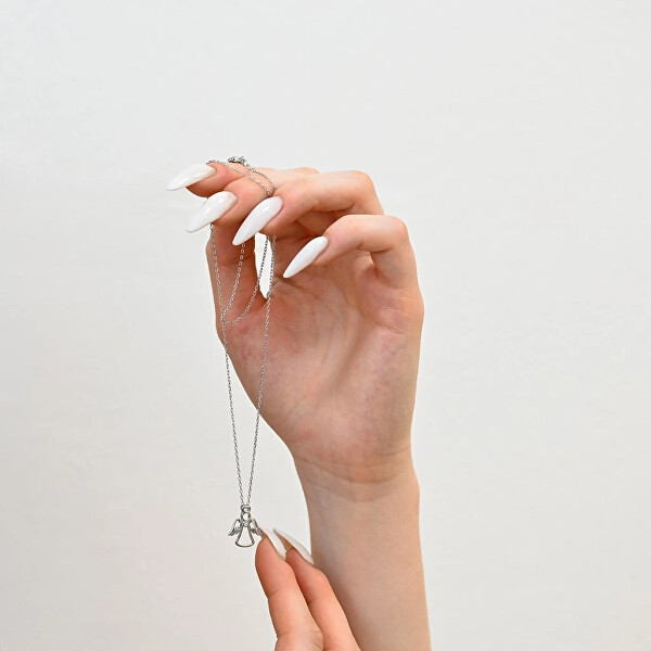 Půvabný stříbrný náhrdelník Anděl se zirkonem 12104.1