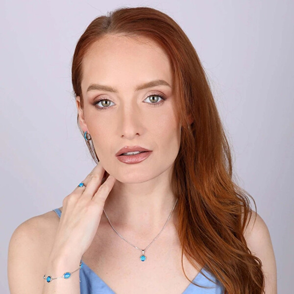 Půvabný stříbrný náramek se syntetickými opály 13030.3 blue