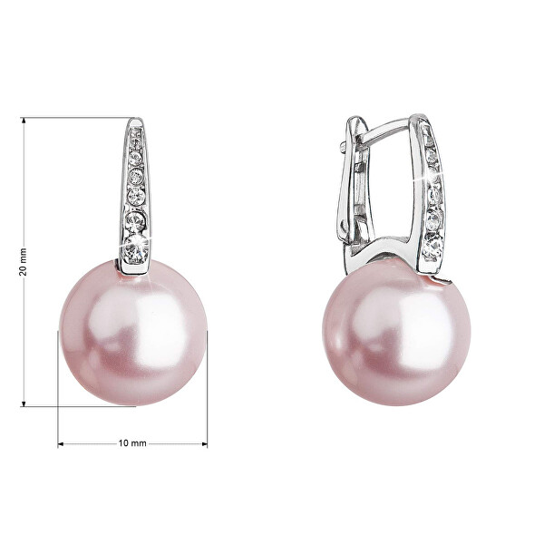 Romantické stříbrné náušnice se světle růžovou syntetickou perlou 31301.3