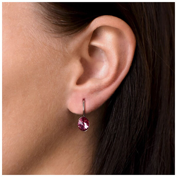 Růžové oválné náušnice s krystaly Swarovski 31276.3 rose