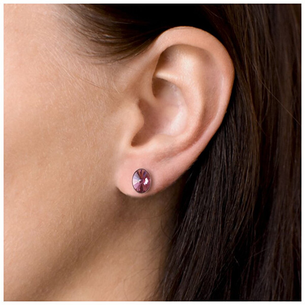 Růžové peckové náušnice s krystaly Swarovski 31274.3 rose