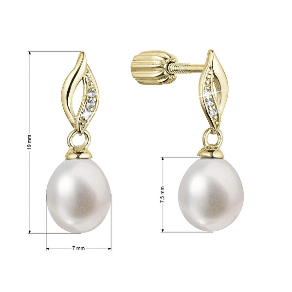Bellissimi orecchini placcati oro con autentica perla d’acqua dolce 21104.1B