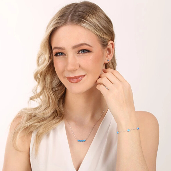 Slušivý strieborný náramok so syntetickými opálmi 13029.3 blue