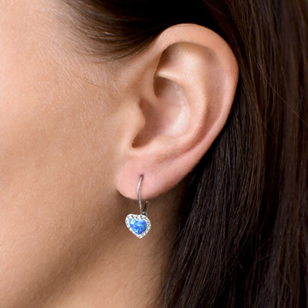Set di gioielli con cristalli Preciosa 39161.1 opale blu (orecchini, catena, pendente)