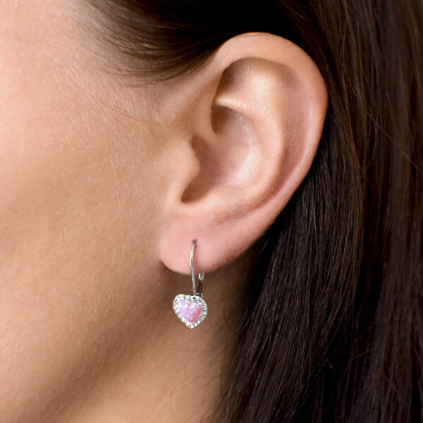 Szív alakú ékszerszett Preciosa kristályokkal 39161.1 & light rose s.opal (fülbevaló, nyaklánc, medál)