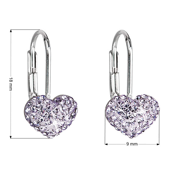 Srdíčkové náušnice s krystaly 31125.3 violet