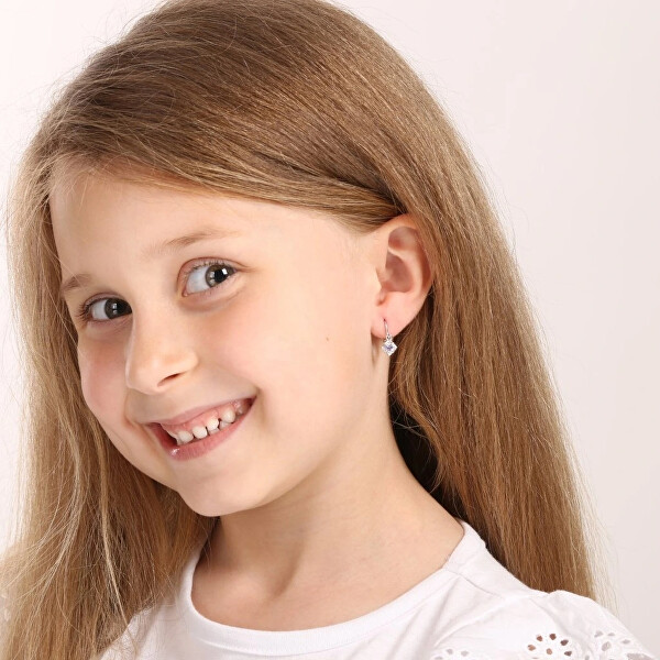 Stříbrné dětské náušnice s fialovými zirkony 11175.3