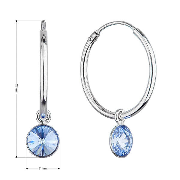 Orecchini a cerchio in argento con cristali blu Swarovski 31309.3