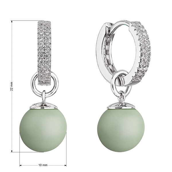 Stříbrné náušnice 2v1 s pastelově zelenými syntetickými perlami 31298.3