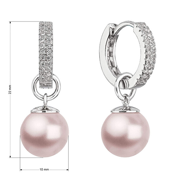 Ezüst fülbevaló világos rózsaszín szintetikus gyöngyökkel 2 az 1-ben 31298.3
