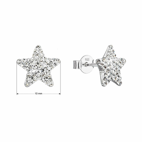 Stříbrné náušnice Hvězdičky s krystaly Preciosa 31312.1