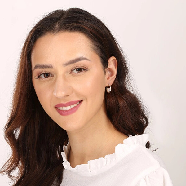 Stříbrné náušnice kruhy s pravými perlami Pavona 21019.1M