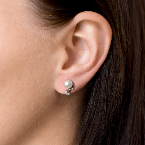 Silber Ohrringe mit echten Perlen 21028.1