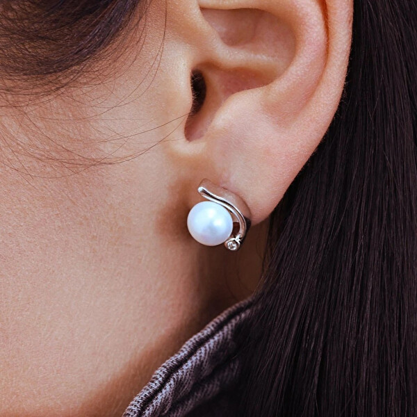 Stříbrné náušnice pecky s pravými perlami Pavona 21038.1M