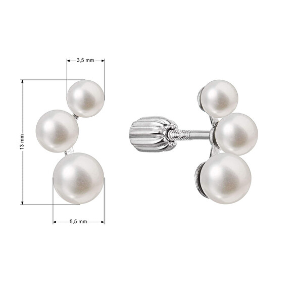 Strieborné náušnice kôstky s pravými riečnymi perlami 21101.1B