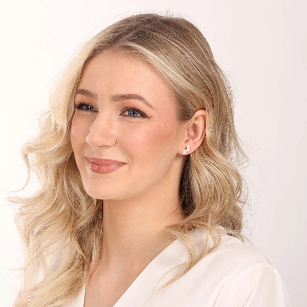 Stříbrné náušnice pecky s pravými říčními perlami  21101.1B