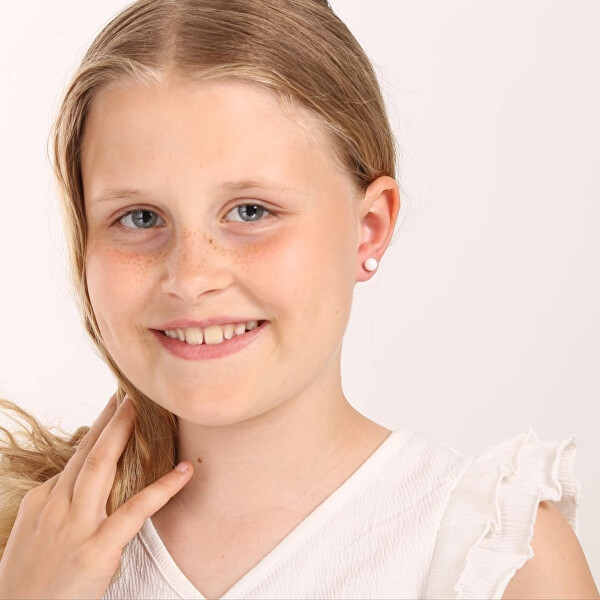 Stříbrné náušnice s bílými syntetickými opály 11246.1