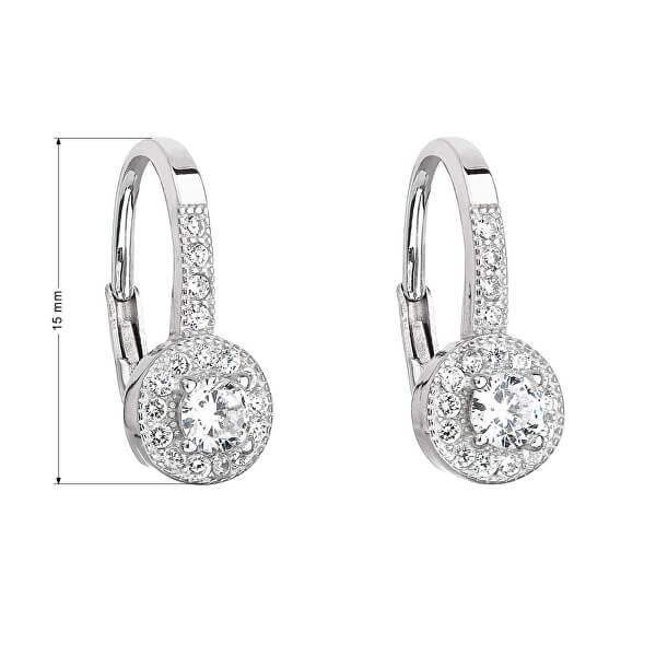 Silber Ohrringe mit Zirkon in weißer Farbe 11198.1