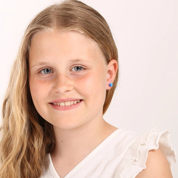 Stříbrné náušnice s modrými syntetickými opály 11246.3 blue