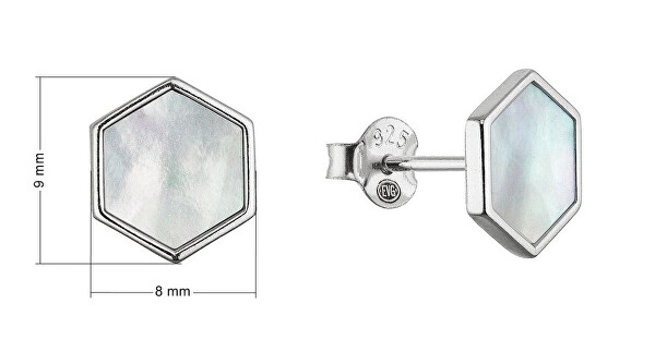 Stříbrné náušnice s perletí Hexagon 11689.1
