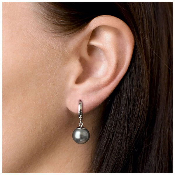 Stříbrné náušnice s perlou 31151.3 grey