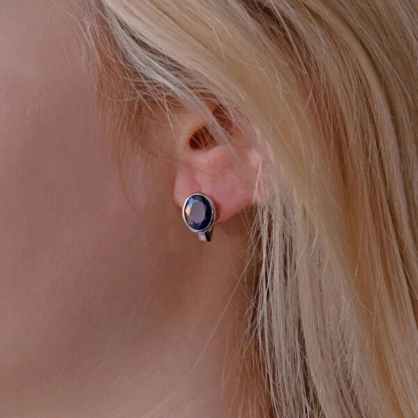 Stříbrné náušnice s pravým safírem 11493.3 dark sapphire