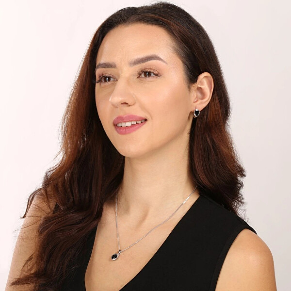 Stříbrné náušnice s pravým safírem 11493.3 dark sapphire