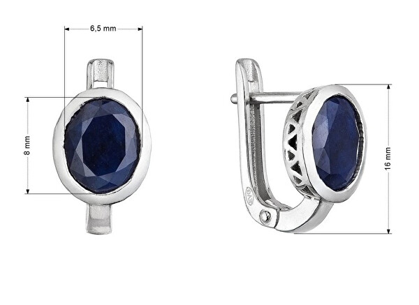 Stříbrné náušnice s pravým safírem 11493.3 dark sapphire