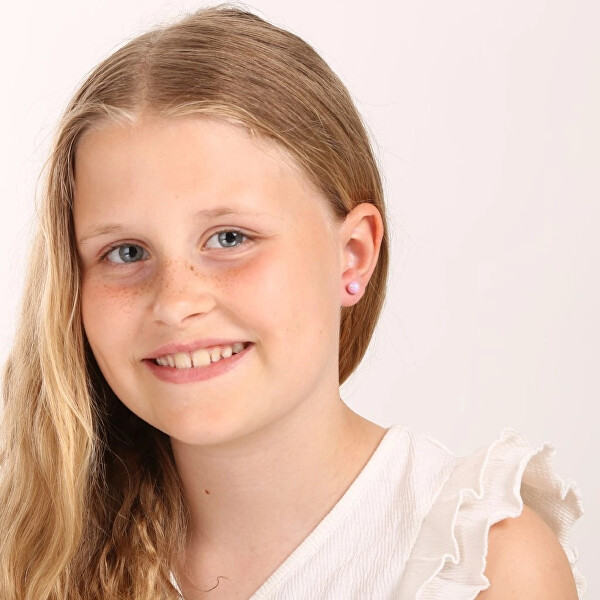 Stříbrné náušnice s růžovými syntetickými opály 11246.3 pink