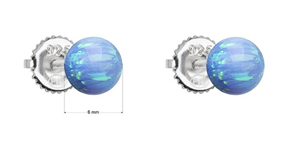 Stříbrné náušnice se světle modrými syntetickými opály 11246.3 lt. blue