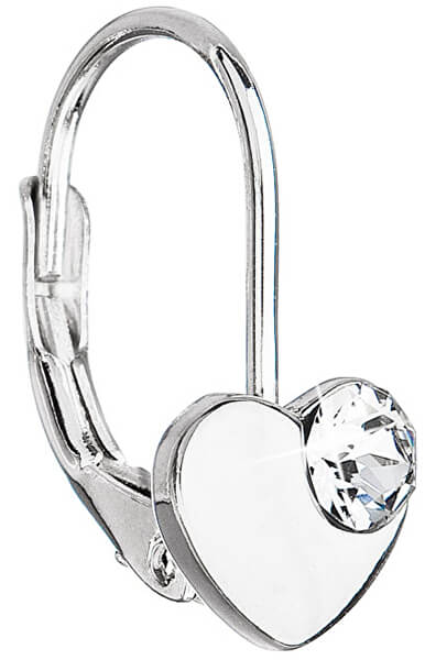 Silber Herz Ohrringe mit Swarovski Kristallen 31299.1 Weiß,