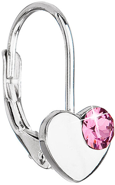 Ezüst szív alakú fülbevaló Swarovski kristályokkal 31299.3 Rose