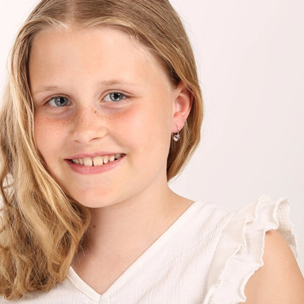 Stříbrné srdíčkové náušnice s krystaly Swarovski 31299.3 Rose