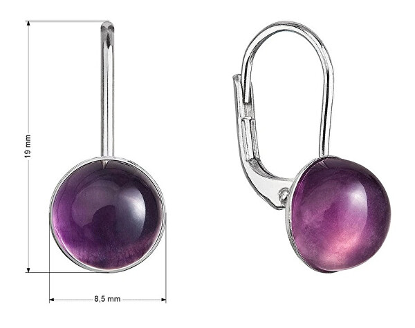 Stříbrné visací náušnice s pravým fluoritem 11481.3
