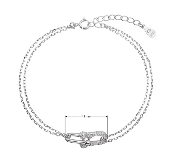 Stříbrný dvojitý náramek se zirkony 13085.1
