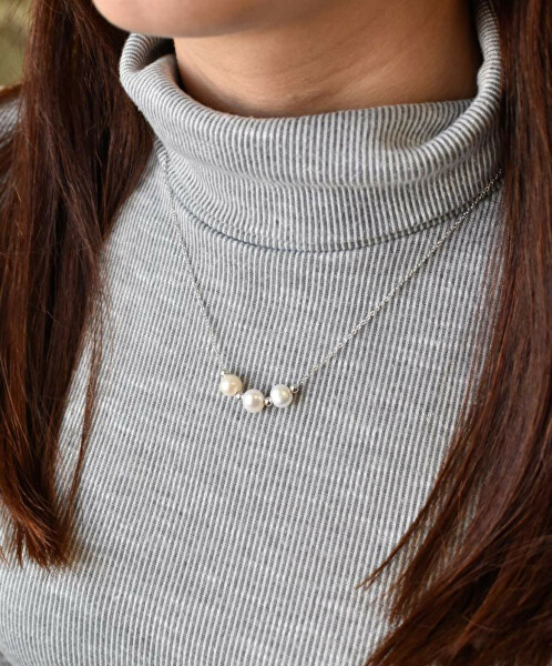 Strieborný náhrdelník s pravými perlami Pavona 22017.1