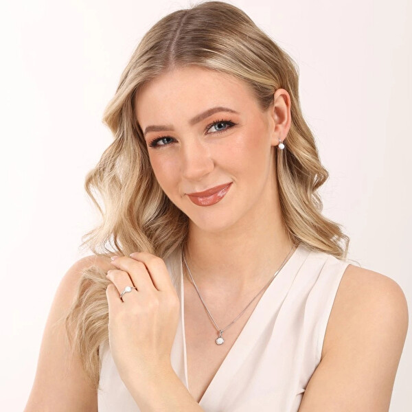 Stříbrný náhrdelník se syntetickým bílým opálem 12077.1 white