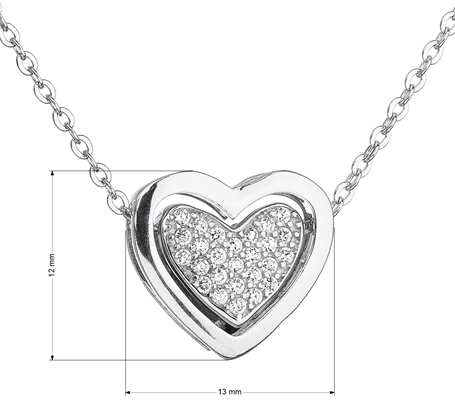 Stříbrný náhrdelník se zirkony Srdce 12029.1
