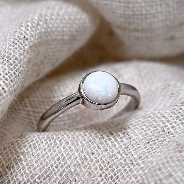 Stříbrný prsten s bílým opálem 15001.1 white